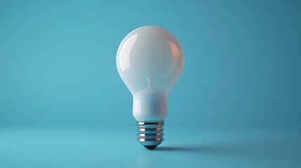 White light bulb, gradient light blue background, minimalist composition, soft studio lighting, product photography, creative concept, innovation symbolism.