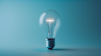 White light bulb, gradient light blue background, minimalist composition, soft studio lighting, product photography, creative concept, innovation symbolism.