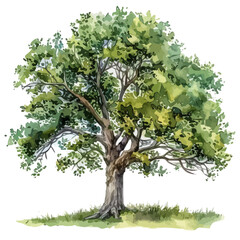 Watercolor painting of a Elm tree, isolated on a white background, Elm tree vector