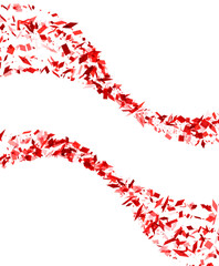 A dynamic wave of red shards, simulating an energetic and powerful movement, perfect for themes of change, excitement, or disruption.