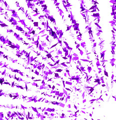 Vivid purple crystal shards bursting from the center against a bright white background, creating a dynamic and explosive abstract pattern.