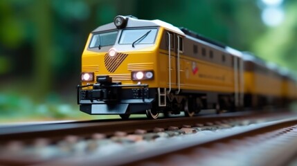 Naklejka premium Yellow Train on Tracks