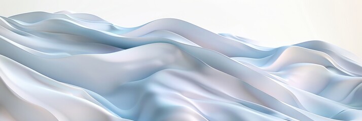 Obraz premium Soft light blue and white waves form a gentle, flowing fabric texture, creating a serene and calm aesthetic
