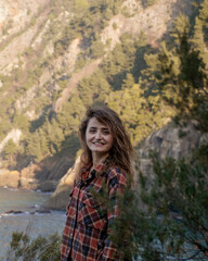 young woman into nature