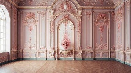 Elegant wedding ceremony backdrop with luxurious interior wall design and space for text