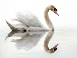 Obraz premium Elegant swan swimming in a calm pond