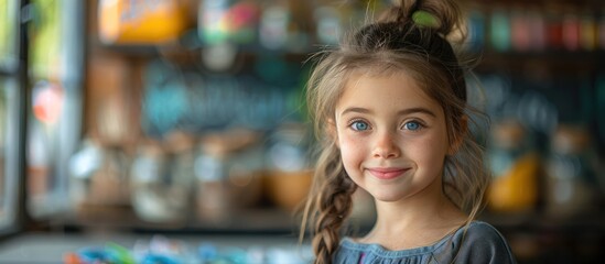 Little Girl With Blue Eyes Smiling at the Camera