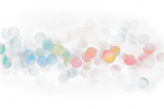 multi color Bokeh lights effect on transparent background ,Blurry lights in rainbow colors on dark background with space
