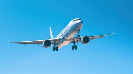 Airplane Taking Off Against Clear Blue Sky