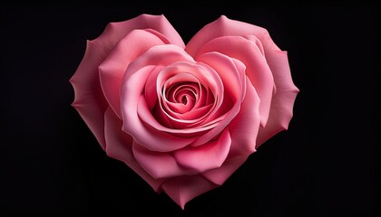 Fototapeta premium ピンク色のハート型のバラの花（Pink heart-shaped rose flower.）