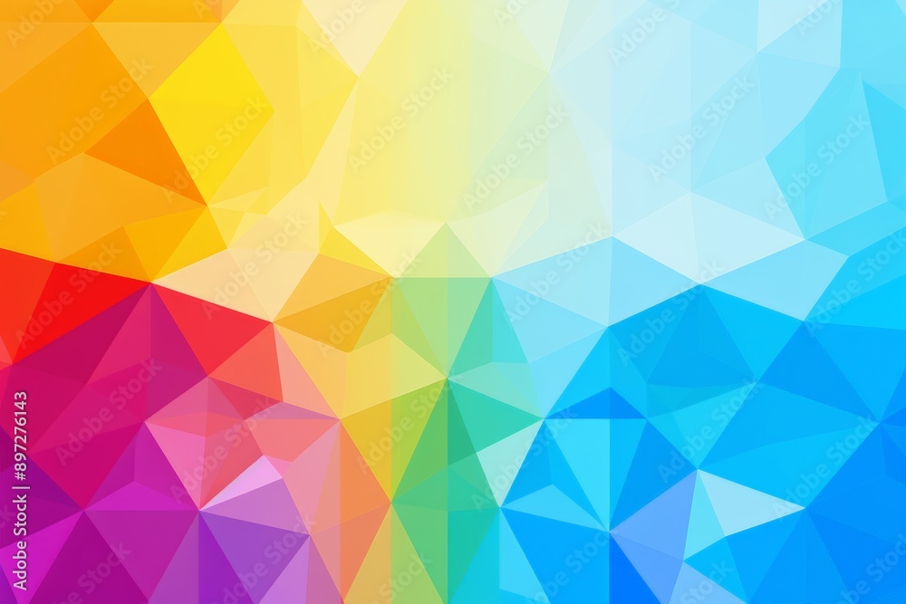 Poster a colorful background with a blue triangle in the middle. the background is made up of different col