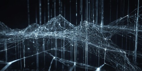 Obraz premium grey light trail futuristic particles blockchain backd background