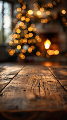 Christmas Tree by the Fireplace in Living Room