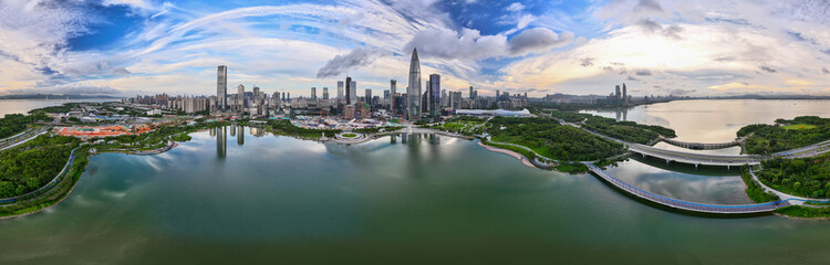 Fototapeta premium Cityscape of the central business district in Nanshan District, Shenzhen, Guangdong province, China.