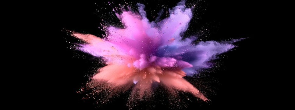 Isolated black spray party blue wallpaper cloud pink stain with color powder splash rainbow background paint holi smoke color abstract. Powder color splash explosion dust ink burst splatter white