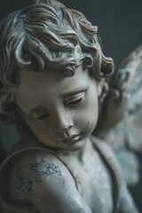 A close-up shot of a beautiful statue of an angel, perfect for use in religious or inspirational contexts