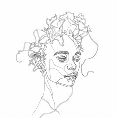 Continuing One Line Drawing Mental Chaos Brain Head Health Mind Art Sketch. One Line Drawing for Mental Well-being: A Single Stroke of Healing.