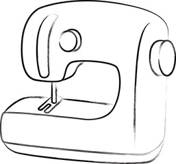 筆書き裁縫道具単品アイコン　ミシン