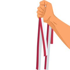 Indonesia Independence Day Celebration with flag on hand Illustration