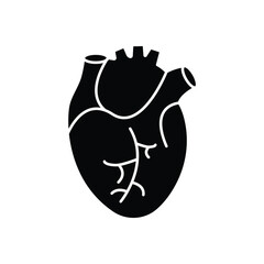 Heart flat line icon. Vector thin pictogram of human internal organ, outline illustration for cardiology clinic.