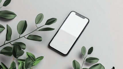 A sleek smartphone mockup with a clean background, in a minimalist design