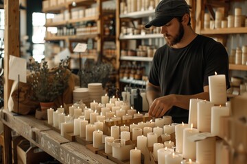 Obraz premium Candlemaker at work.