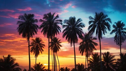 palm trees at epic sunset