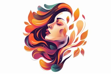 Abstract female face with autumn leaves