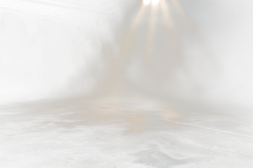 Transparent spot lighting and fog or mist on concrete floor ,Abstract image empty space of Concrete floor grunge texture background with spotlight and fog or mist.