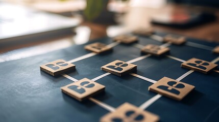 Fototapeta premium Abstract Representation of Organizational Structure with Connected Figures Highlighting Teamwork and Collaboration