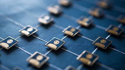 Abstract Representation of Organizational Structure with Connected Figures Highlighting Teamwork and Collaboration