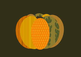 深緑背景の色とシンプルで、様々な模様入りハロウィン用カボチャ