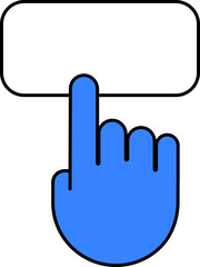 Blue hand pointing at empty banner