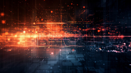 Obraz premium modern dark technology background; 3d data with flowing energy lights backgrounds; widescreen backdrop