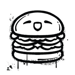Vector graffiti spray hamburger isolated on white background