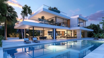 Fototapeta premium Modern house with pool.