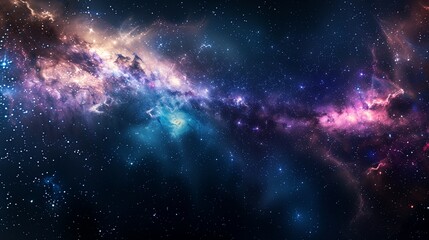 Panorama milky way galaxy with stars and space dust in the universe.