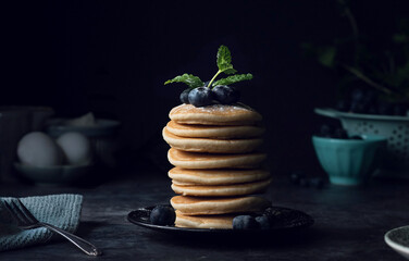 Pancake Stack with blueberries