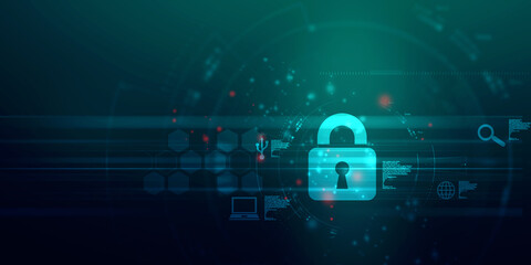 2d illustration Safety concept: Closed Padlock on digital background