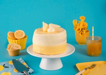 Lemon Cake on Blue