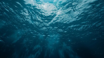 Dark blue ocean surface seen from underwater.