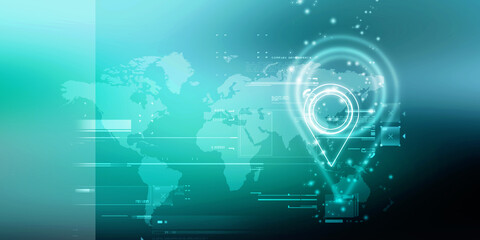 2d illustration Red map pointer