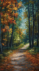 Obraz premium autumn forest in the morning