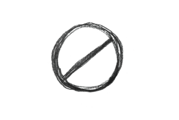 A black pencil sketch of a prohibited sign isolated on white background