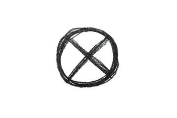 A black pencil sketch of a prohibited sign isolated on white background