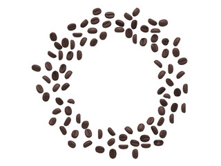 Coffee beans form a circle background