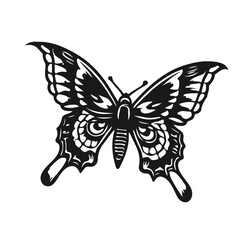 black tattoo design, butterfly