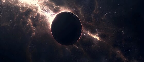 Obraz premium Eerie black hole in vast universe, chilling silence of space, haunting energy, high-definition clarity, realistic elements, stunning visual composition