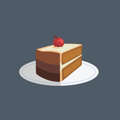 piece of chocolate cake in vector design.