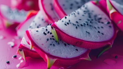 Naklejka premium close up of a slice of dragon fruit 